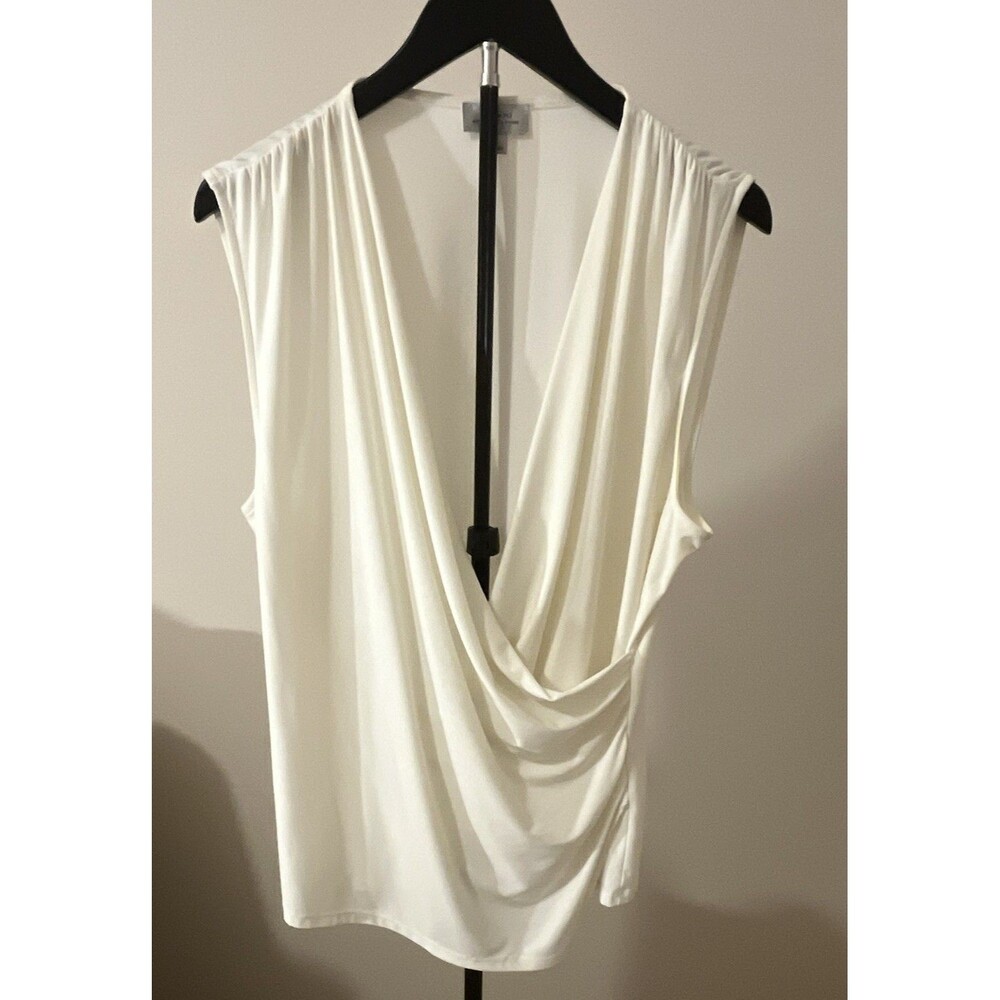 Tahari Arthur S. Levine Women's XL White Solid Sleeveless Wrap Blouse